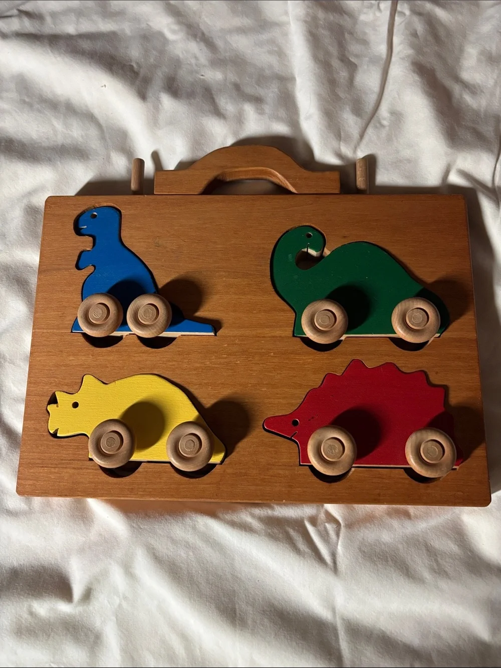 Wooden Dino Puzzle Vehicle Set